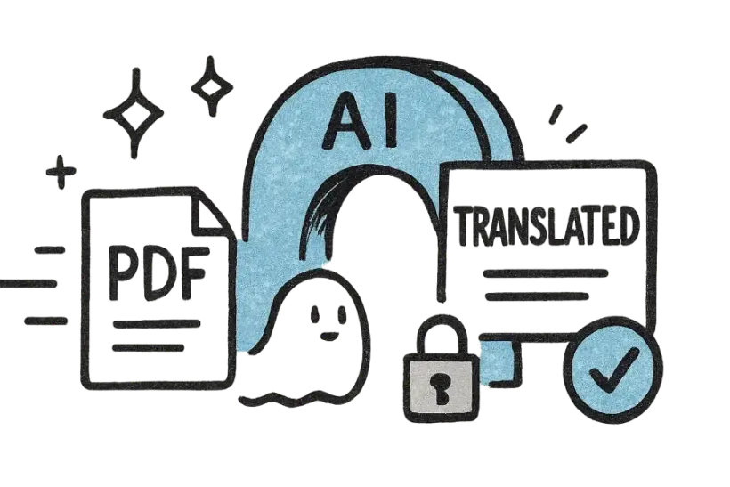 AIのアーチをくぐって翻訳されたPDFが出てくる