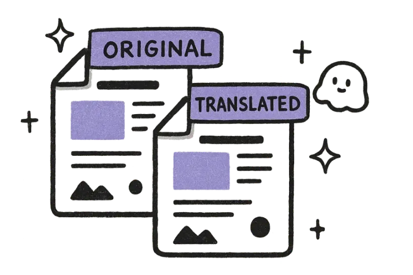 A .docx file with all of its text being translated